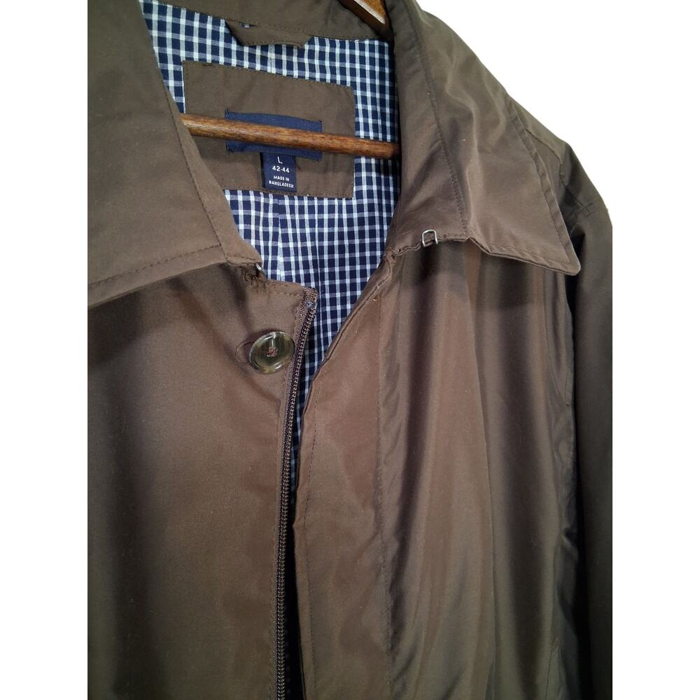 Lands' End Trench Coat Jacket Brown Vintage Large Excellent - Picture 2 of 8